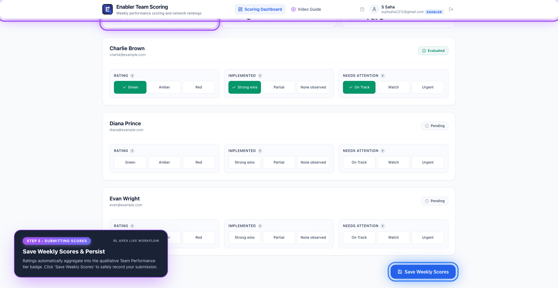 5. Live Tiers & Saving Scores